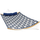 Sunnydaze Quilted Hammock Curved Bamboo Spreader Bar Navy Gray Octagon product