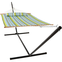 Cushioned Comfort Double Quilted Hammock with Stand