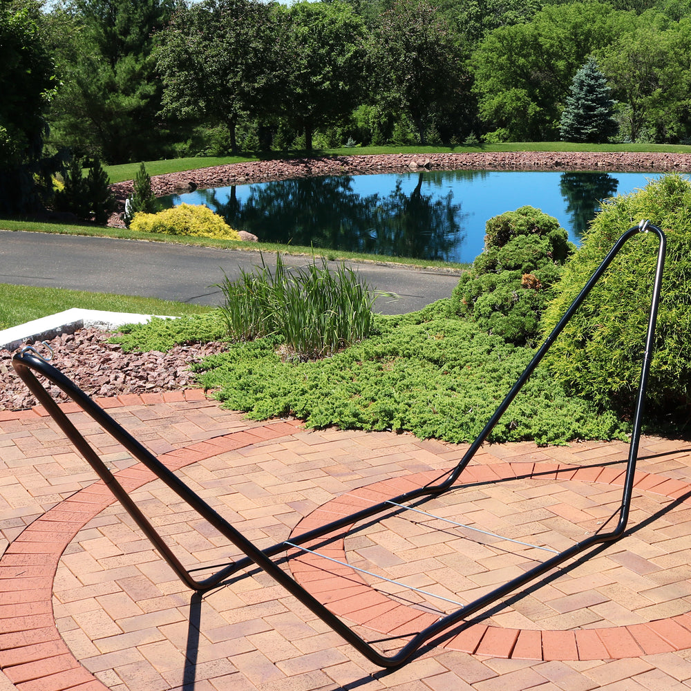 10 Foot Portable Hammock Stand Black lifestyle