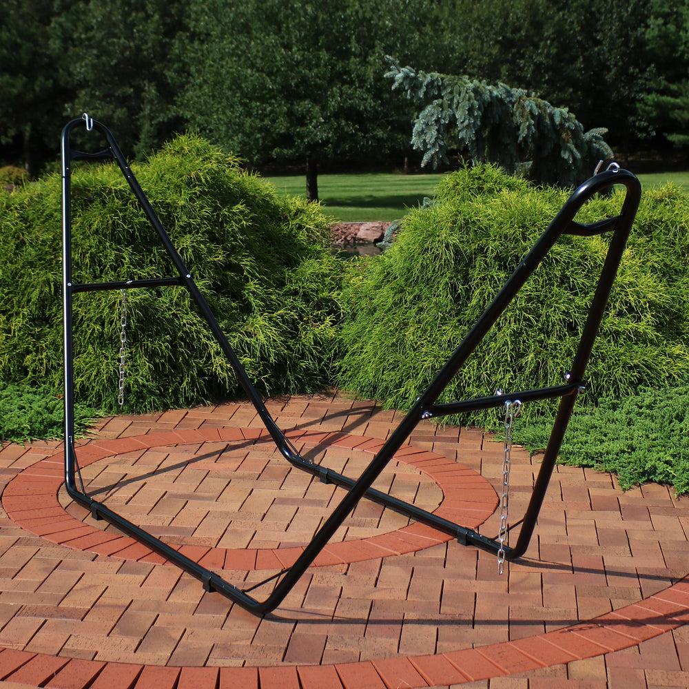 Universal Multi-Use Heavy-Duty Hammock Stand Black lifestyle