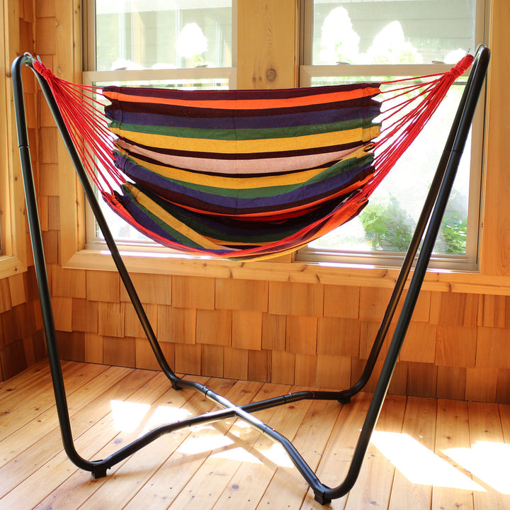 Hanging Rope Hammock Chair Stand Sunset detail