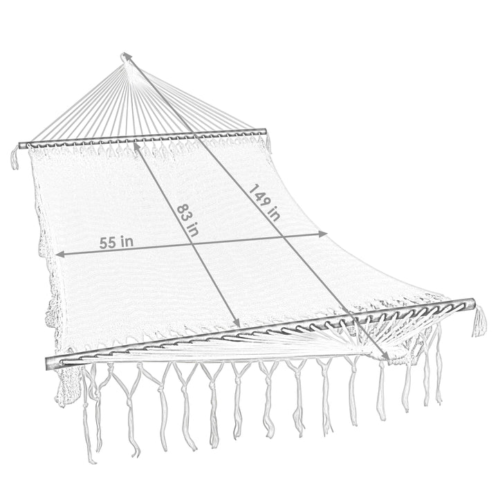 Sunnydaze American-Style Mayan Double Spreader Bar Hammock, 2-Person, Cotton Blend, 770 lb Capacity