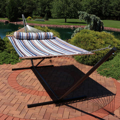 Cushioned Comfort Double Quilted Hammock with Stand