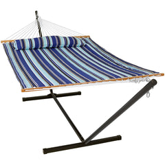 Cushioned Comfort Double Quilted Hammock with Stand