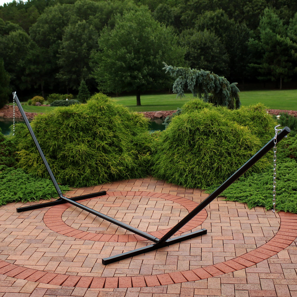 Heavy-Duty Steel Hammock Stand 15ft Black lifestyle
