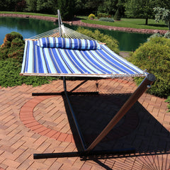 Cushioned Comfort Double Quilted Hammock with Stand