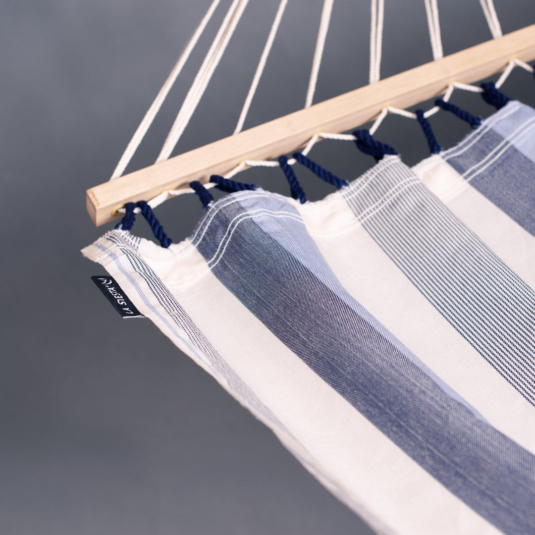 Nautico Anthracite Outdoor R Sea Salt - Weather-Resistant Double Spreader Bar Hammock with Powder Coated Steel Stand