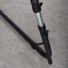 Height adjustment clamp on the Amura hammock chair stand