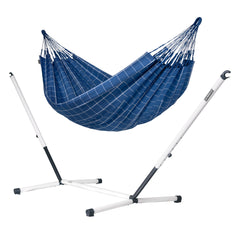 Brisa Marine hammock on a white and grey Nautico steel stand, white background
