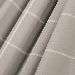 Close-up of the Almond taupe fabric with light pinstripes