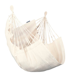 LA SIESTA Cumbia Organic Latte basic hammock chair in cream on a white background