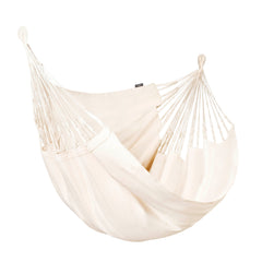 LA SIESTA Cumbia Organic Latte king size hammock chair in cream on a white background