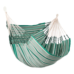 Side view of the Cumbia Organic Agave hammock chair on a white background