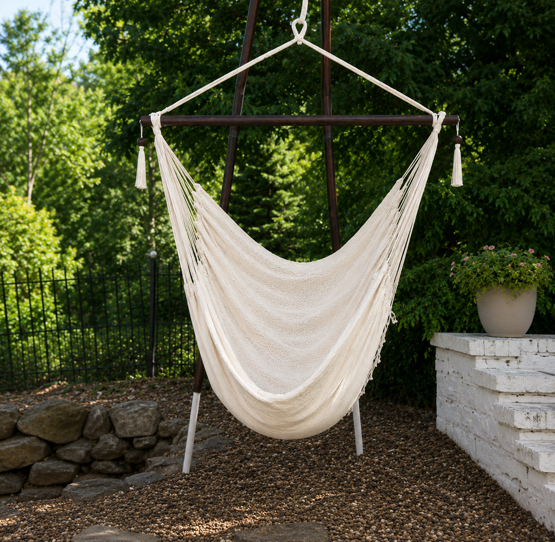 Outdoor Extra Large Caribbean Polyester Rope Hammock Chair – Natural