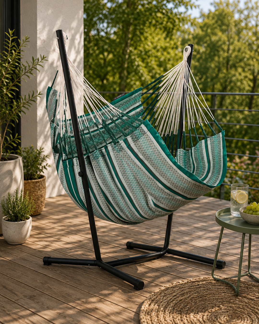 Fiji Organic Agave – Organic Cotton Comfort Size Hammock Chair with Galvanized Steel Stand