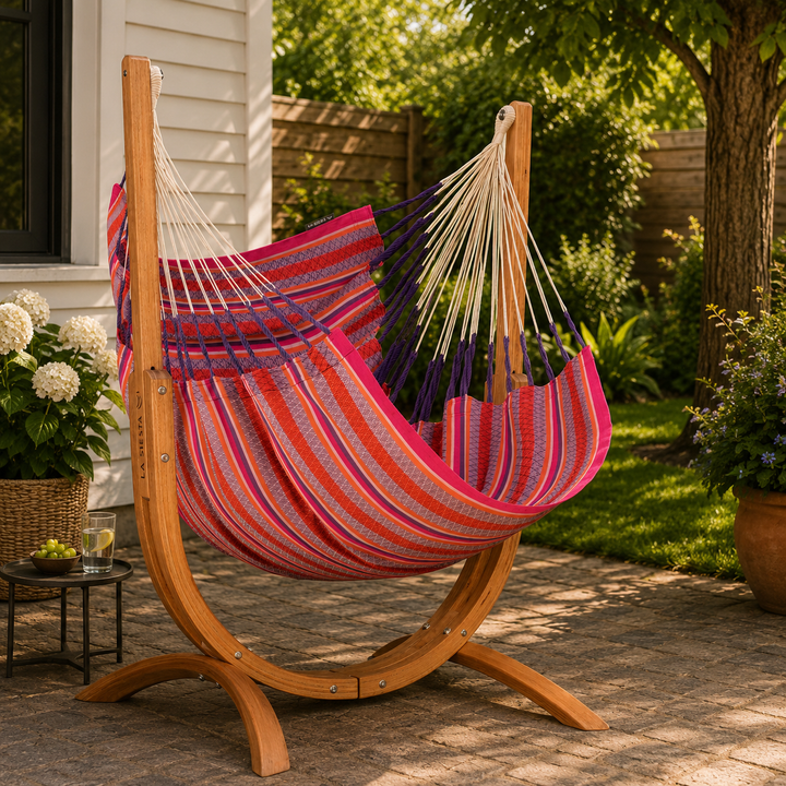 Udine Organic Flamingo - Organic Cotton Hammock Chair with FSC® certified Eucalyptus Stand