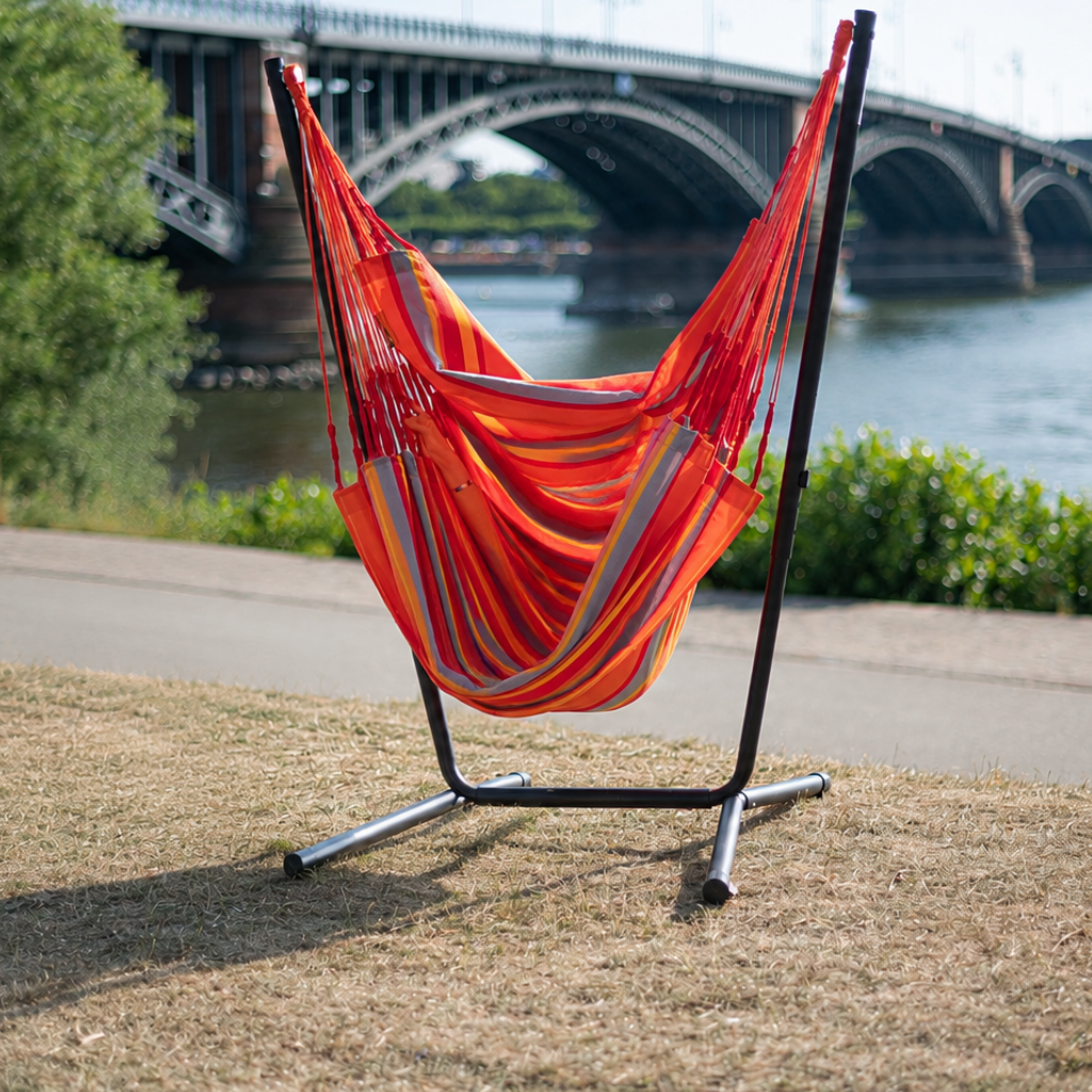 Fiji Outdoor Toucan – Weather-Resistant Comfort Size Hammock Chair with Galvanized Steel Stand