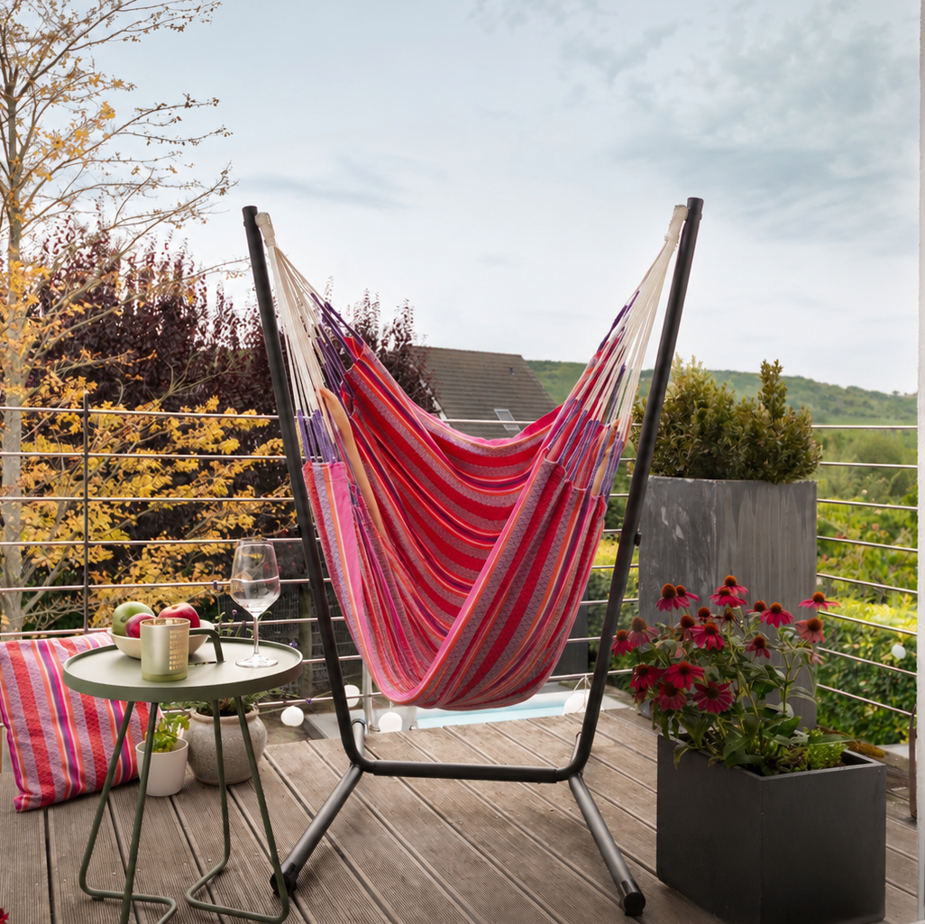 Fiji Organic Flamingo – Organic Cotton Comfort Size Hammock Chair with Galvanized Steel Stand