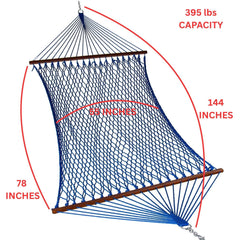 Island Escape Handwoven Open-Weave Double Rope Hammock – Dark Blue