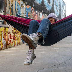 Double Deluxe Ready-to-Hang Camping Hammock with Straps