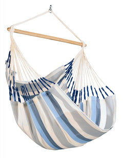 LA SIESTA Domingo Sea Salt comfort hammock chair with wooden spreader bar on a white background