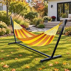 Sunset Tequila Family Mayan hammock with black 15-foot stand