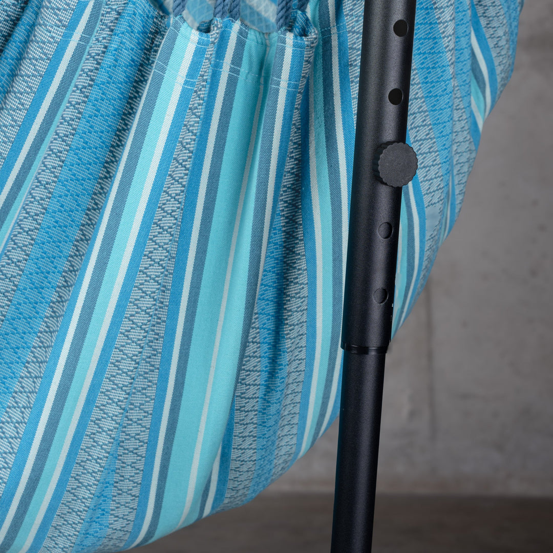 Fiji Organic Azure – Organic Cotton Comfort Size Hammock Chair with Galvanized Steel Stand