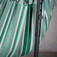Agave green striped fabric beside the adjustable Fiji stand upright