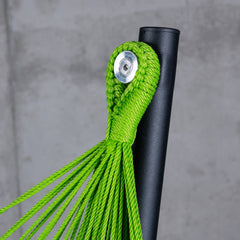Green suspension loop on the top hook of the black Fiji stand