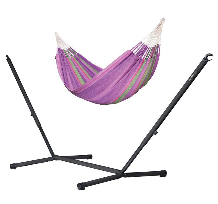 Nautico Anthracite Colombia Blossom - Organic Cotton Kingsize Hammock with Powder Coated Steel Stand