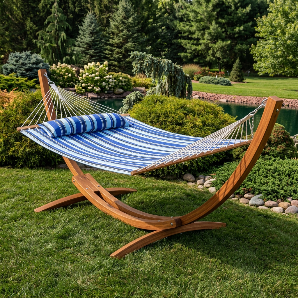 2-Person Quilted Fabric Double Hammock with Pillow – Catalina Beach – Hammock Only