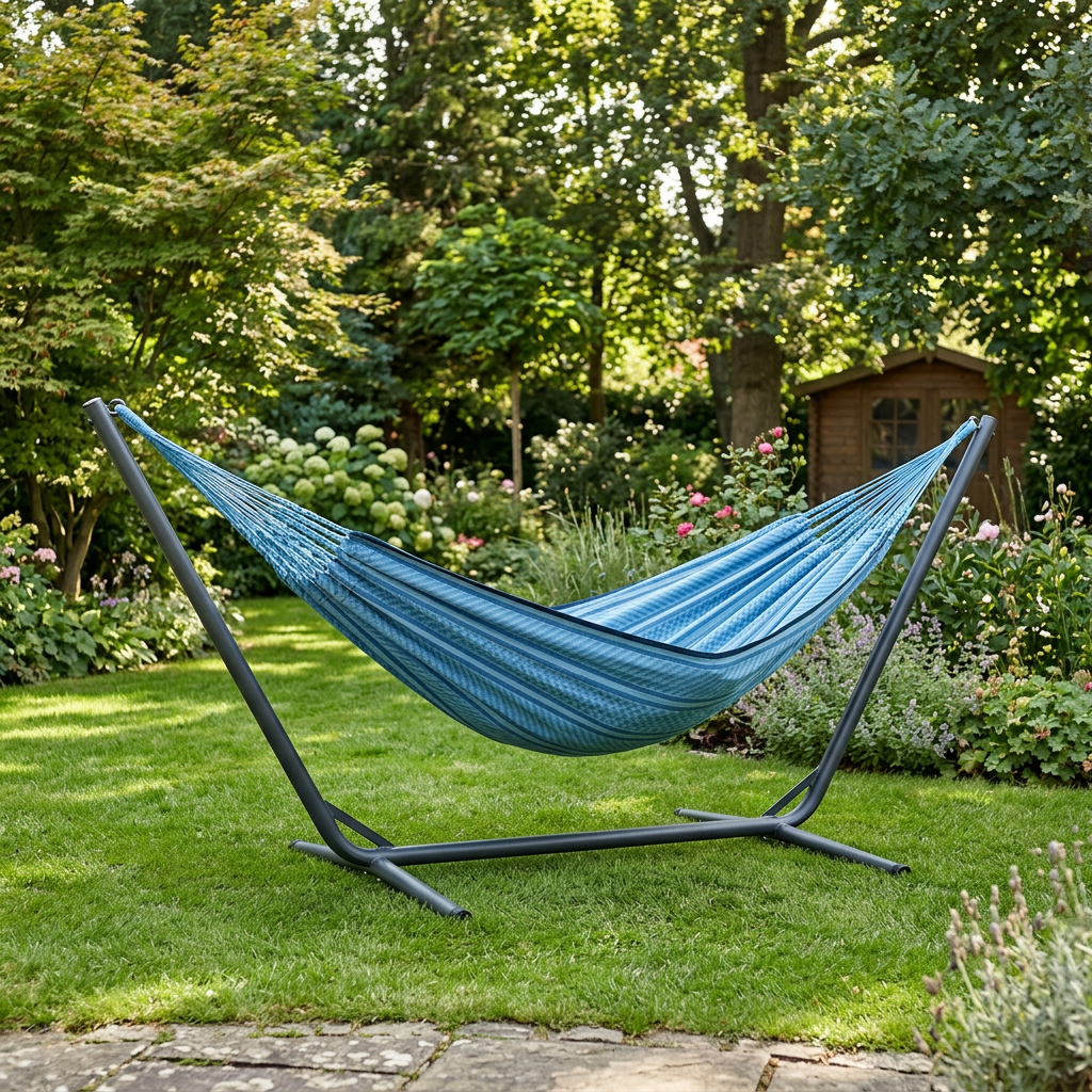 Flora Blue Zebra – Organic Cotton Kingsize Hammock