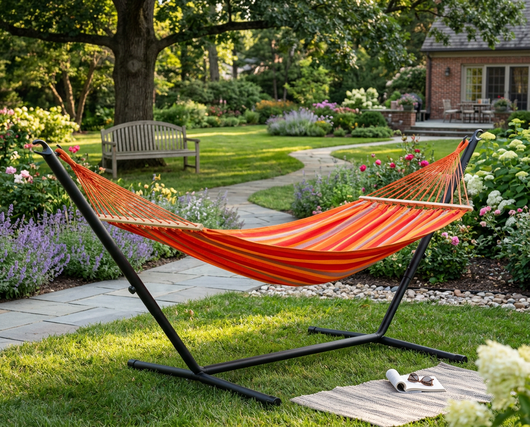 Alisio Toucan Double Spreader Bar Hammock with Nautico Anthracite Stand
