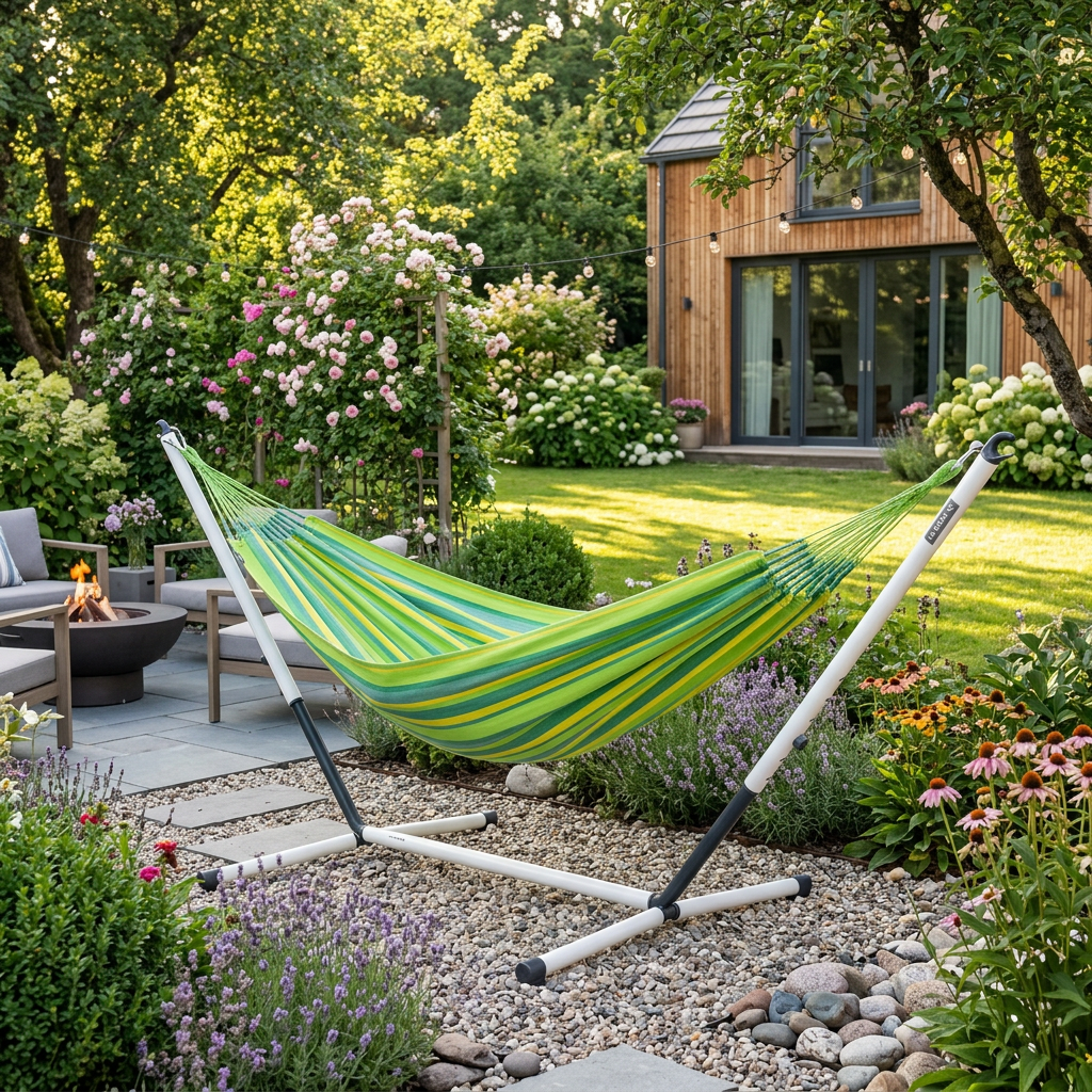 Brisa Lime Kingsize Outdoor Hammock with Nautico Cool Grey Stand