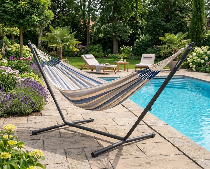 Brisa Sea Salt Kingsize Outdoor Hammock with Nautico Anthracite Stand