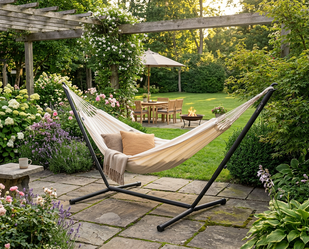 Brisa Vanilla Kingsize Outdoor Hammock with Nautico Anthracite Stand