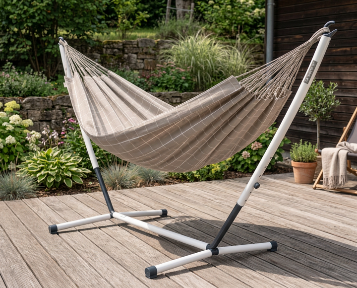 Brisa Almond Kingsize Outdoor Hammock with Nautico Cool Grey Stand