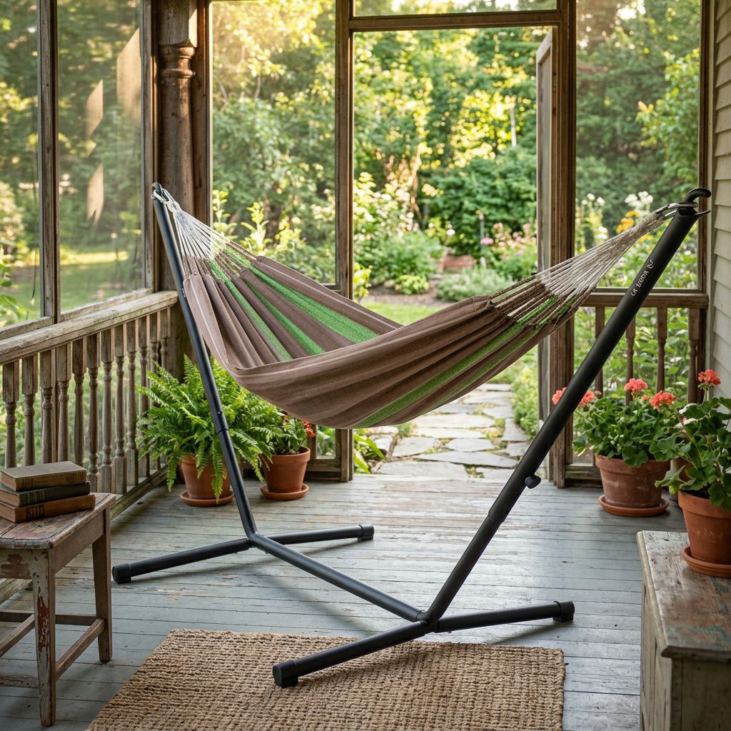 Flora Chocolate Organic Cotton Kingsize Hammock with Nautico Anthracite Stand