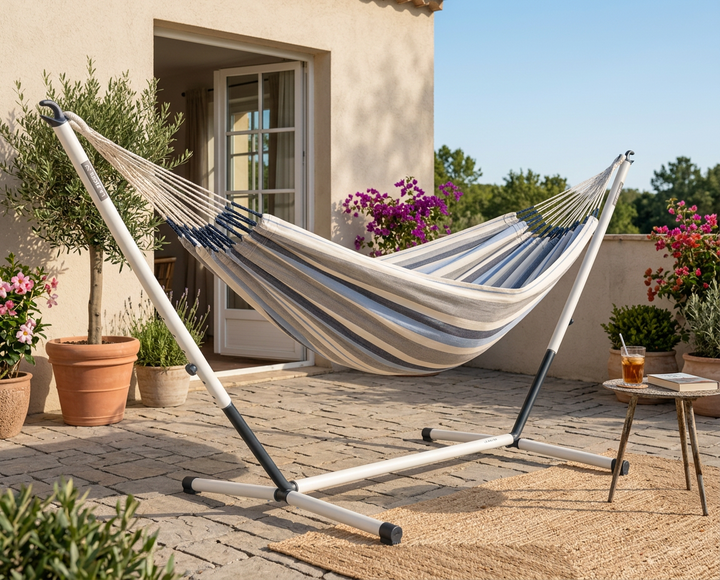 Brisa Sea Salt Kingsize Outdoor Hammock with Nautico Cool Grey Stand