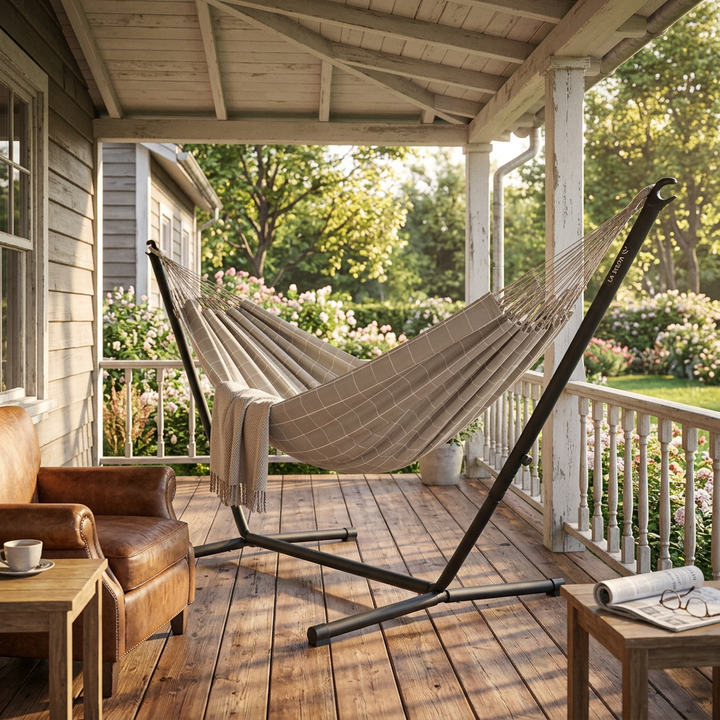 Brisa Almond Kingsize Outdoor Hammock with Nautico Anthracite Stand