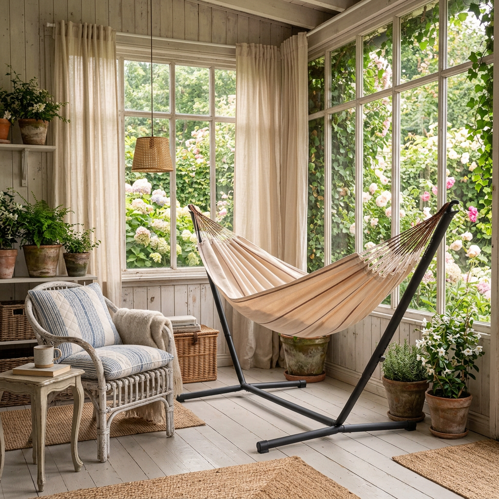 Modesta Nougat Organic Cotton Kingsize Hammock with Nautico Anthracite Stand