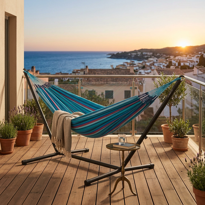 Brisa Wave Double Outdoor Hammock with Nautico Anthracite Stand