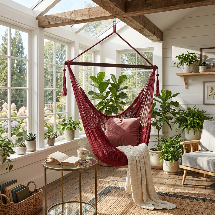 Caribbean Rope Hammock Chair – Red
