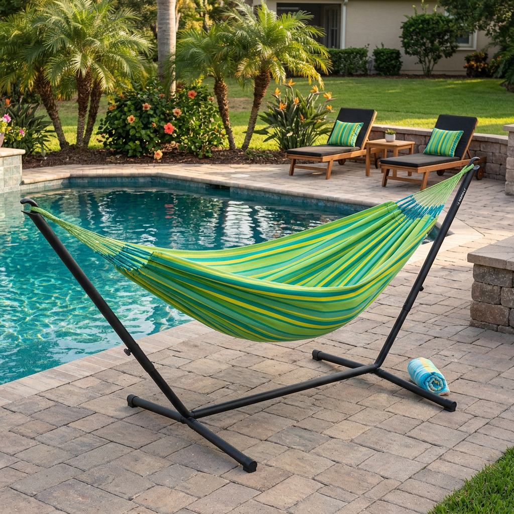 Brisa Lime Double Outdoor Hammock with Nautico Anthracite Stand