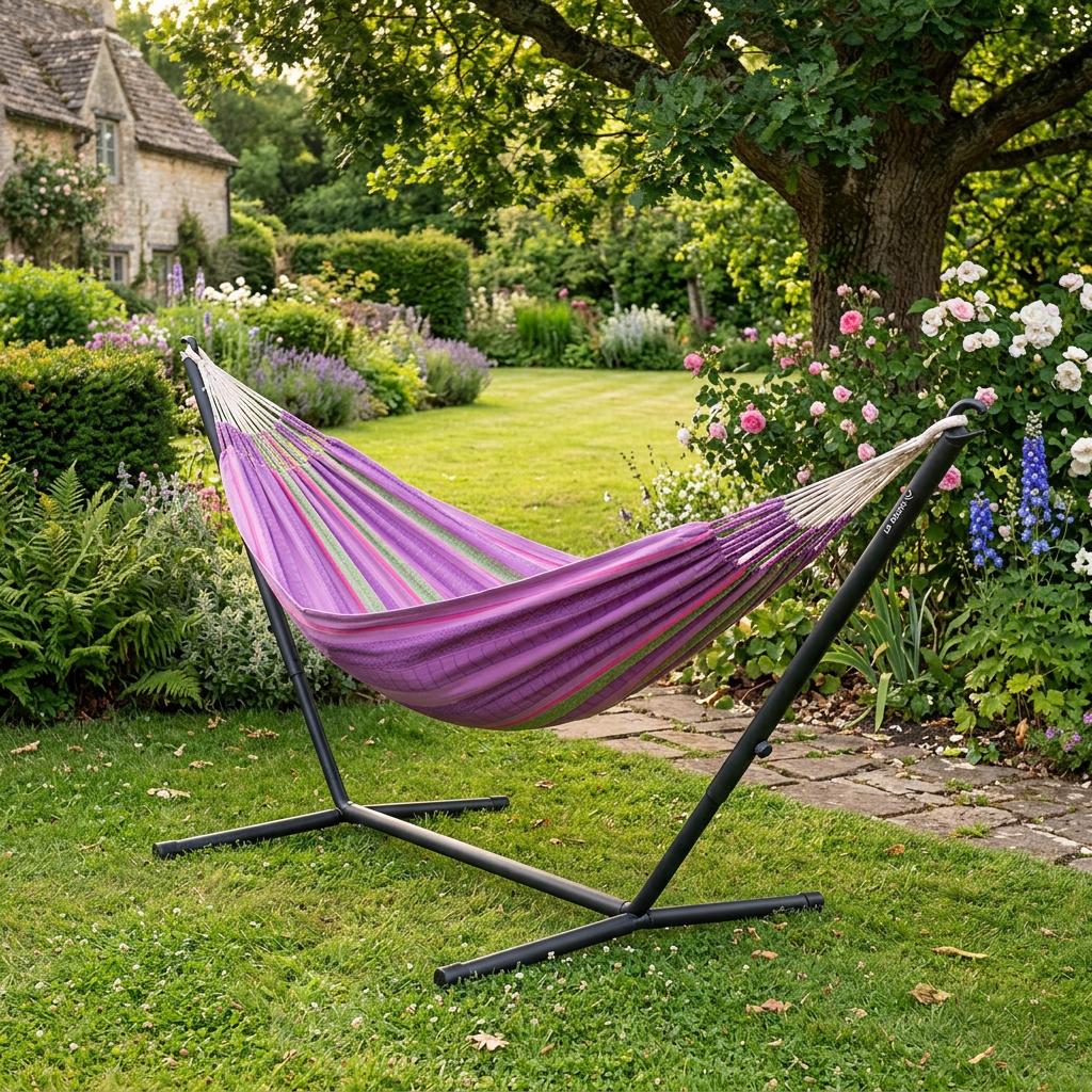 Flora Blossom Organic Cotton Kingsize Hammock with Nautico Anthracite Stand