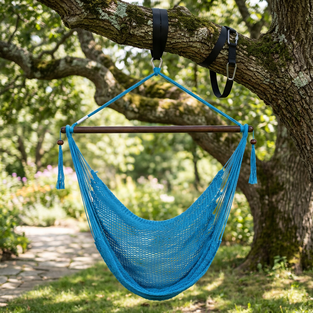 Caribbean Rope Hammock Chair – Light Blue