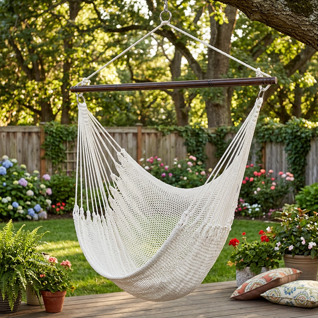 Caribbean Jumbo Rope Hammock Chair – White