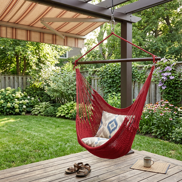 Caribbean Jumbo Rope Hammock Chair – Red