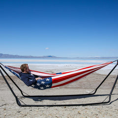 USA Flag Double Camping Hammock with Straps
