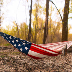 USA Flag Double Camping Hammock with Straps